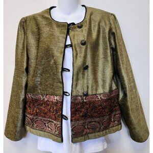 Coldwater Creek 8 Blazer Jacket Embellished Beads Artsy Boho Festival Granny